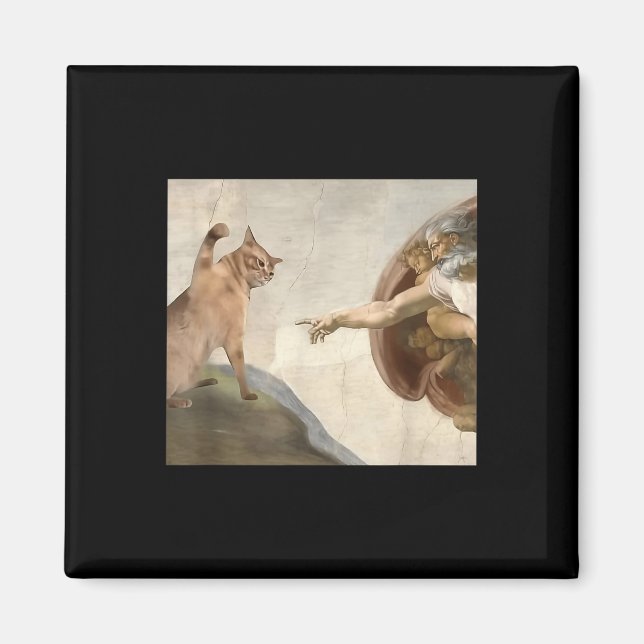 Lustigt kattgud skapelse av Adam Meme Jesus Magnet (Framsidan)