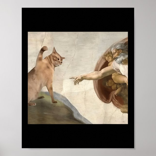 Lustigt kattgud skapelse av Adam Meme Jesus Poster (Framsidan)