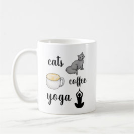 Lustigt kattkaffe Yoga Älskare Kaffemugg