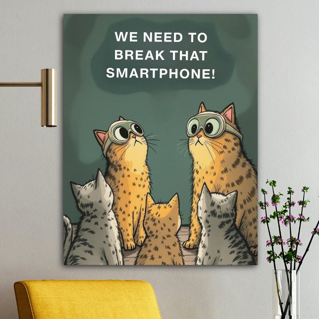 Lustigt kattkonspiration mot Smartphone-överanvänd Poster (Skapare uppladdad)