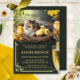 Lustigt kattnummer Eggs Påsk Bubbles och Brunch Inbjudningar