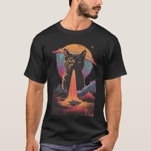 Lustigt kattselfie med Alien Vintage Ufo Cat Lover T Shirt