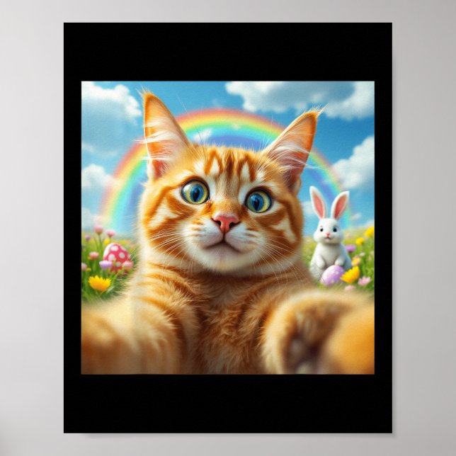 Lustigt kattselfie med Påsk-dagskat Ph Poster (Framsidan)