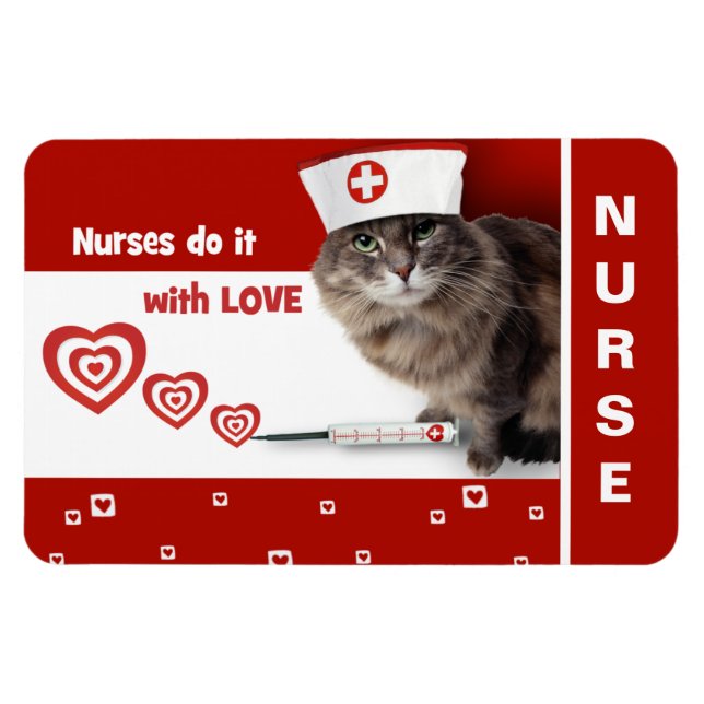 Lustigt Kattunge Nurse. Nurses Gift Magnet (Horisontell)