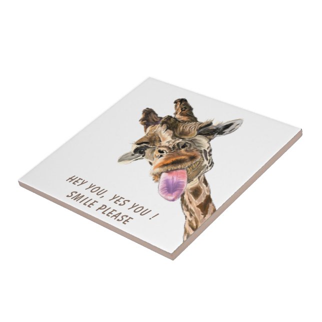 Lustigt keramiskt plattor med lekfull giraffe - sj kakelplatta (Sidan)