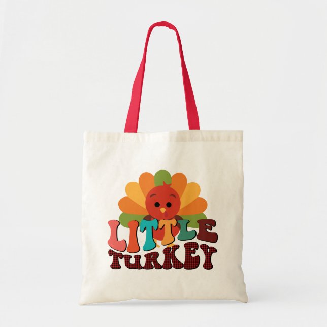 lustigt Kids Little kalkey Thanksgiving ord art Tygkasse (Framsidan)