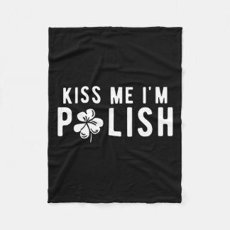 Lustigt Kiss Me jag är polska St. Patricks Day Fleecefilt