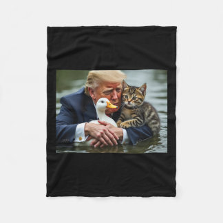 Lustigt klump Katt och Anka är jultomten Halloween Fleecefilt