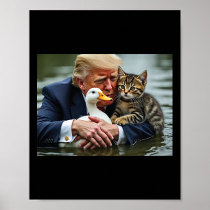 Lustigt klump Katt och Anka är jultomten Halloween Poster