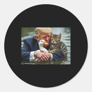 Lustigt klump Katt och Anka är jultomten Halloween Runt Klistermärke