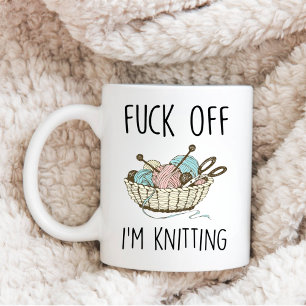 Lustigt Knitter-citattecken, F*ck Av jag Knitting Kaffemugg