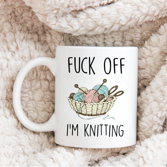 Lustigt Knitter-citattecken, F*ck Av jag Knitting Kaffemugg (Skapare uppladdad)