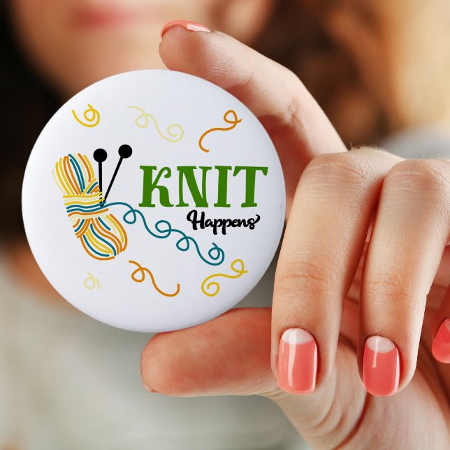 Lustigt Knitting Slay Sticka förekommer boll av ga Knapp (Pin Button Badge for knitter)
