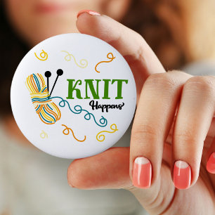 Lustigt Knitting Slay Sticka förekommer boll av ga Knapp
