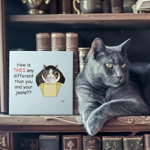 Lustigt Knubbig Tabby katt Box Kakelplatta