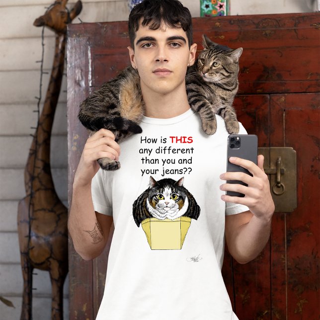 Lustigt Knubbig Tabby katt Box T Shirt (Skapare uppladdad)