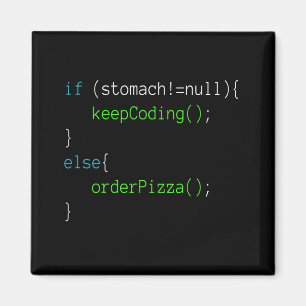 Lustigt kodbeställning Pizza T-shirt för program Magnet