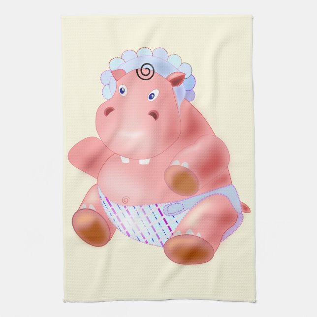 Lustigt kökshandduk med Baby Hippo (Vertikal)