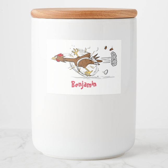 Lustigt körande tecknad av coola-kyckling mat etiketter (Framsida)