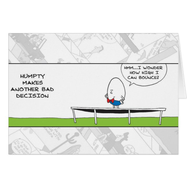 Lustigt kort - Dumpy Bad-beslut (Framsidan Horizontal)