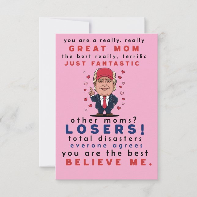 Lustigt kort för Mamma från dotter, son, barn. (Framsida)