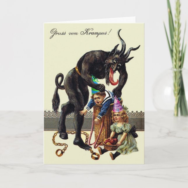 Lustigt Krampus Juldag Anpassningsbar Text Kort (Framsida)