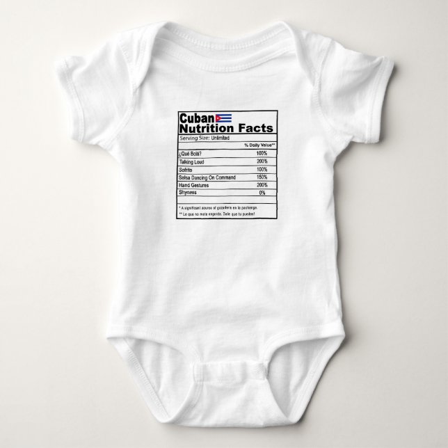 Lustigt kubanskt näringspåstående Baby Onsie T Shirt (Framsida)
