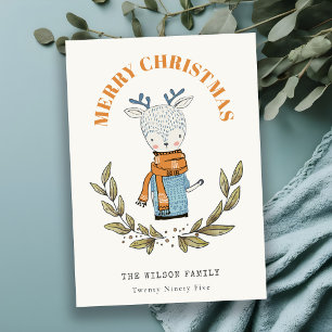 Lustigt kute, söt läder, renjul helg vykort