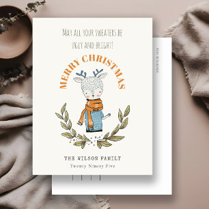 Lustigt kute, söt läder, renjul helg vykort