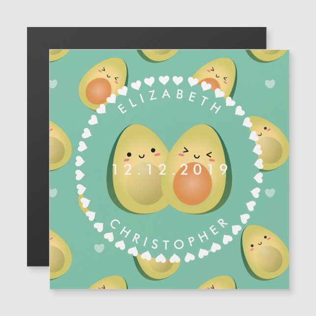 Lustigt, kute, vetemässigt och modernt, spara datu magnetisk inbjudningskort (Fram/baksida)