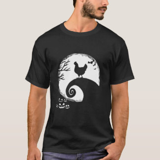 Lustigt kyckling och Måne Halloween Costume T Shirt