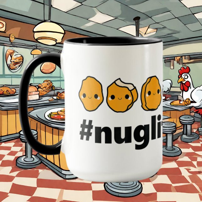 Lustigt kycklingnugget liv tillför monogram mugg (Skapare uppladdad)