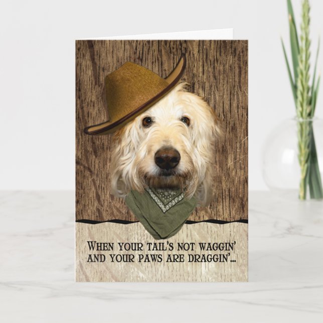 Lustigt Labradoodle i Cowboy Hat Bandana kommer br Kort (Framsida)