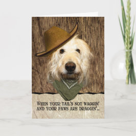 Lustigt Labradoodle i Cowboy Hat Bandana kommer br Kort