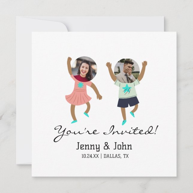 Lustigt Lägg till bild anpassat Bride & Groom Bröl Inbjudningar (Framsida)