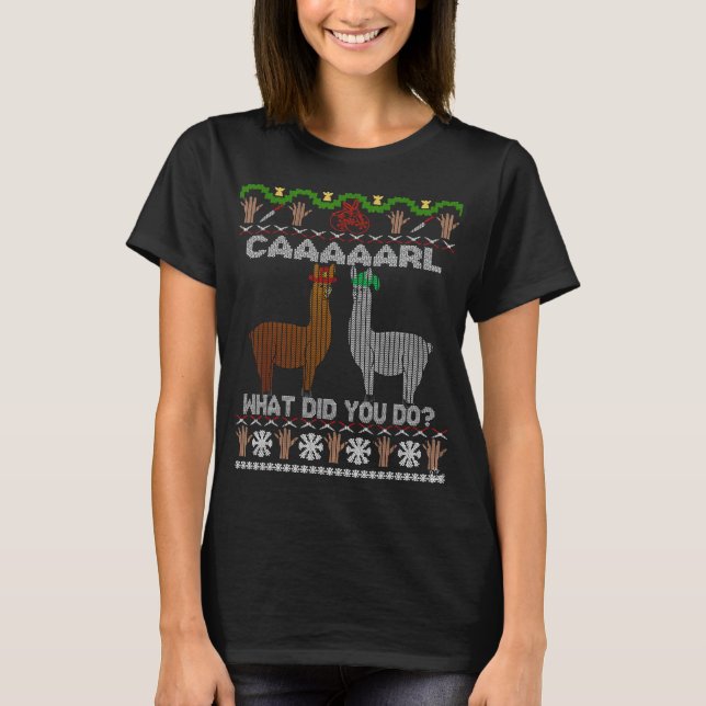 Lustigt lamma med julklapp... t shirt (Framsida)