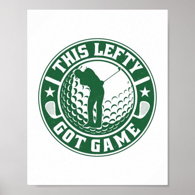 Lustigt Lämnat Handed Golf Player Poster (Framsidan)