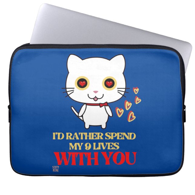 Lustigt laptop sleeve CUTE CAT (Framsidan)