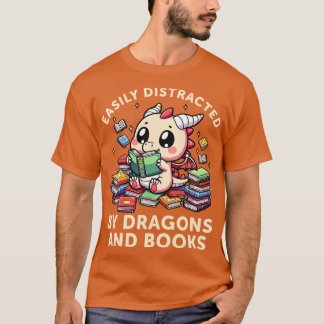 Lustigt läsande bokmask för Älskare i Bok, Dragon, T Shirt
