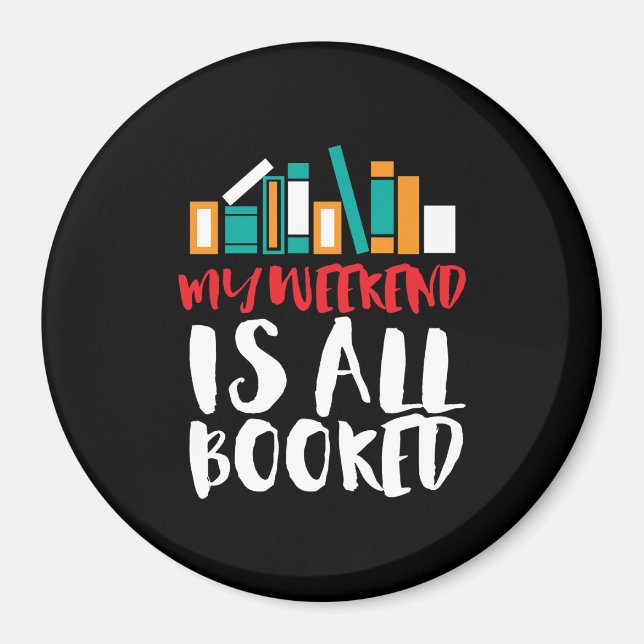 Lustigt läsbokad bokning min Helg är bokad Magnet (Framsidan)