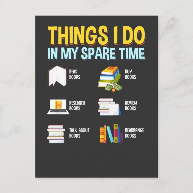 Lustigt läsforskningstal om Bokar Spare Time Vykort (Framsida)