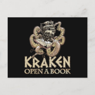 Lustigt läsning Novel Gift Skriv ut Kraken Open A Vykort