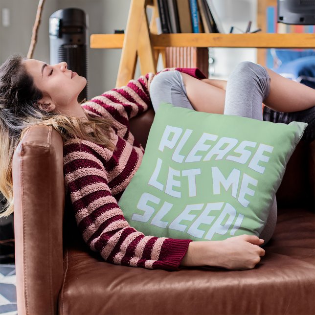 Lustigt, låt mig sova fet text kudde (Please Let Me Sleep Throw Pillow)