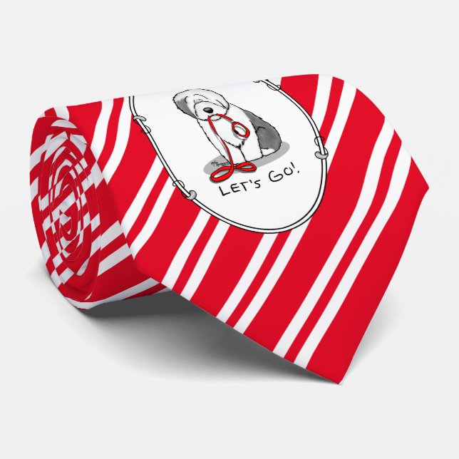 Lustigt Låt oss Go! Walk Old English Sheepdog (Grå Slips (Rullad)