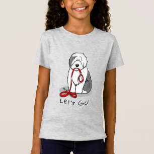 Lustigt Låt oss Go! Walk Old English Sheepdog (Grå T Shirt
