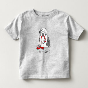 Lustigt Låt oss Go! Walk Old English Sheepdog (Grå T Shirt