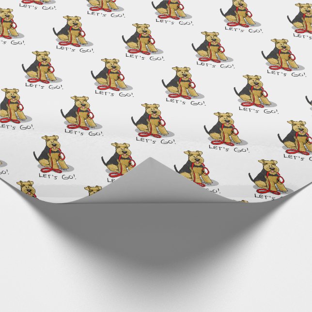 Lustigt Låt oss Go! Welsh Terrier Hund with Leash Presentpapper (Hörn)