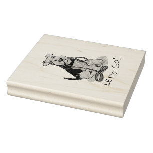 Lustigt Låt oss Go! Welsh Terrier Hund with Leash Stämpel