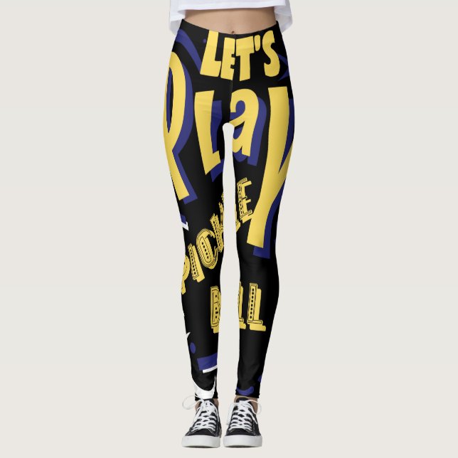 Lustigt Låt oss Spela upp Pickleball Party Design Leggings (Framsida)