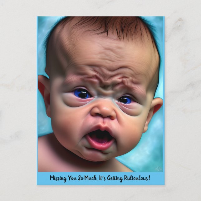 Lustigt Ledsen Miss Saknar Vänskap Card Cute Vykort (Framsida)